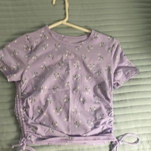 purple floral tee shirt